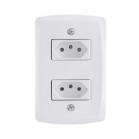 Kit 4x2 com 2 Tomadas 2P+T 20A 250V Tramontina Lux2 Branco