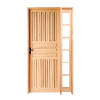 Porta de Madeira Eucalipto Almofadada Com Vitrô 80x210cm Sertanense