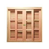 Janela de Madeira Eucalipto Veneziana Vidro Quadriculado 100x100cm Sertanense