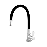 Torneira Safira de Bancada com Bica Móvel e Tubo Silicone Black Fort
