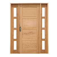 Porta de Madeira Angelim Externa Com 2 Vitrô 140x210cm Kit Montada