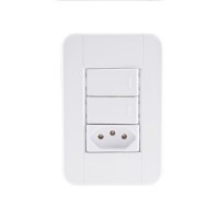 Interruptor com 2 Teclas Simples + 1 Tomada 2P+T 4x2 Tramontina Tablet