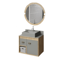 Conjunto de Banheiro Messina 70cm Mel/Chumbo Bertazoli