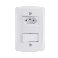 Kit 4x2 com Interruptor Paralelo 10A e Tomada 2P+T 10A 250V Tramontina Lux2 Branco