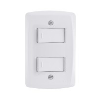 Kit 4x2 com 2 Interruptores Simples 10A 250V Tramontina Lux2 Branco