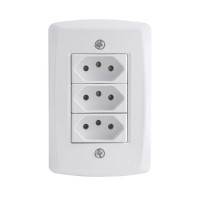 Kit 4x2 com 3 Tomadas 2P+T 10A 250V Tramontina Lux2 Branco