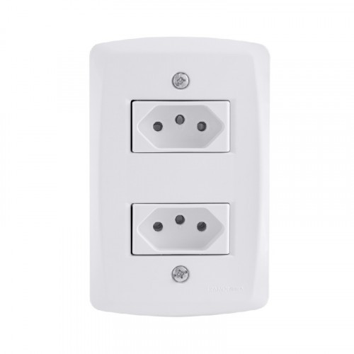 Kit 4x2 com 2 Tomadas 2P+T 20A 250V Tramontina Lux2 Branco