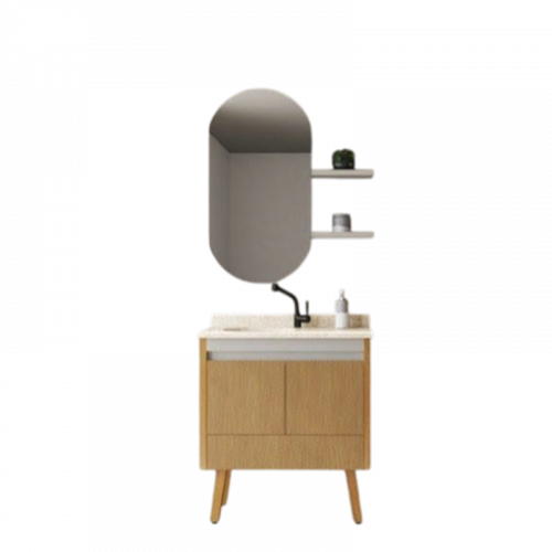 Conjunto de Banheiro Leni 80cm Fendi/Travertino Gaam