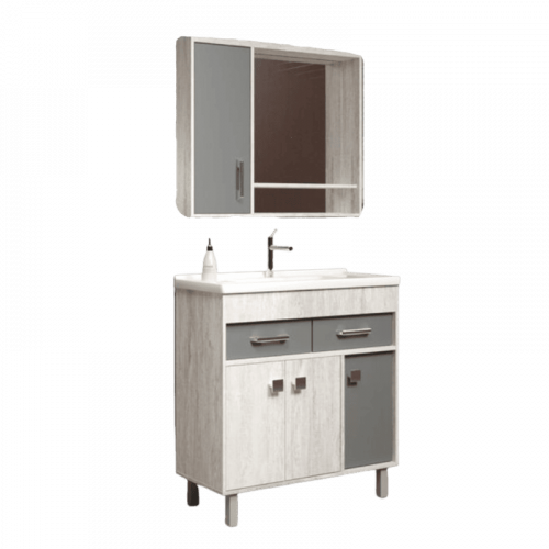 Conjunto de Banheiro Roma 80cm Calcare/Chumbo Bertazoli