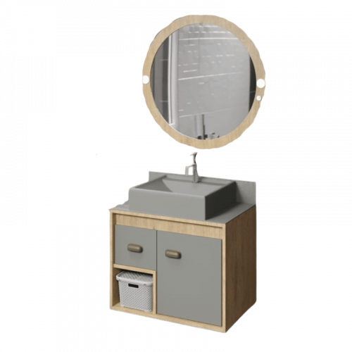 Conjunto de Banheiro Messina 70cm Mel/Chumbo Bertazoli