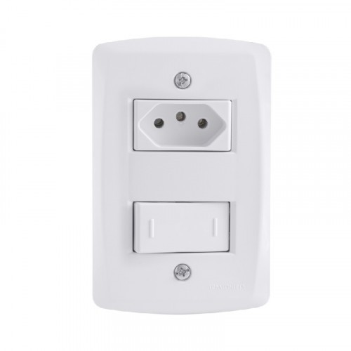 Kit 4x2 com Interruptor Paralelo 10A e Tomada 2P+T 10A 250V Tramontina Lux2 Branco