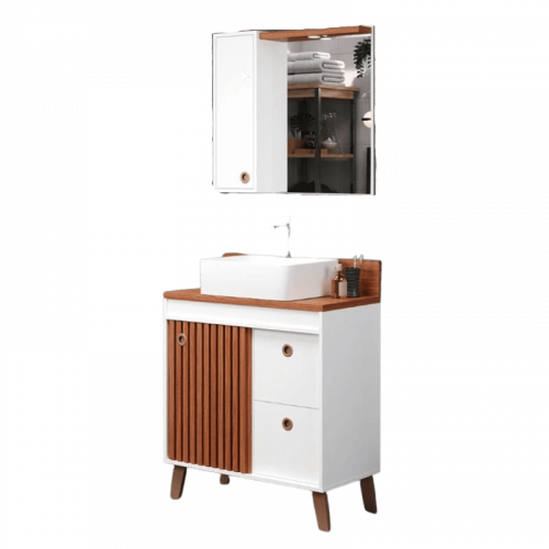 Conjunto de Banheiro Toscana 80cm Cinamomo/Blanche Bertazoli