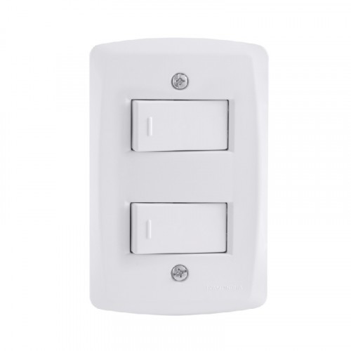 Kit 4x2 com 2 Interruptores Simples 10A 250V Tramontina Lux2 Branco