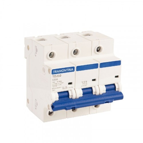 Minidisjuntor TDJ10 3P 100 A 10 kA Curva C Tramontina