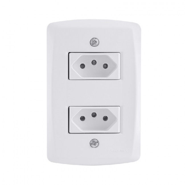 Kit 4x2 com 2 Tomadas 2P+T 20A 250V Tramontina Lux2 Branco