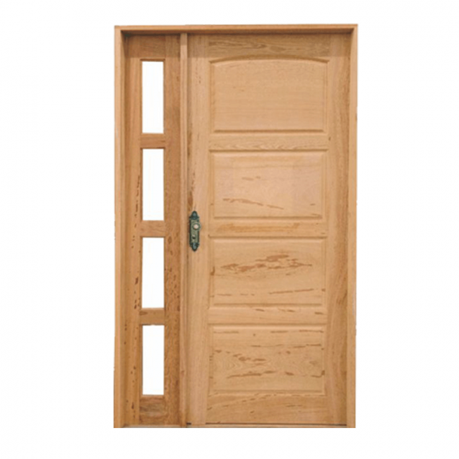 Porta de Madeira Angelim Externa Com Vitrô 115x210cm Kit Montada