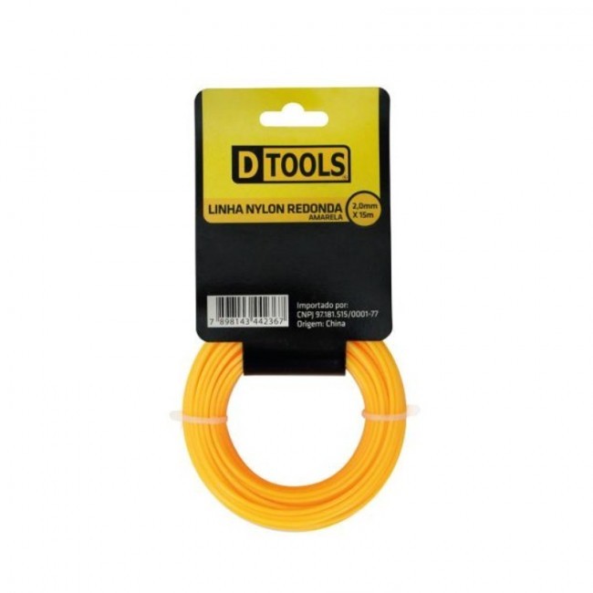 Linha de Nylon Redonda 1,65mm x 15m Amarela Dtools