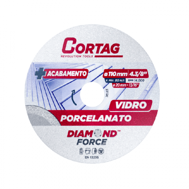 Disco Diamantado Porcelanato/Vidro 110 mm Cortag