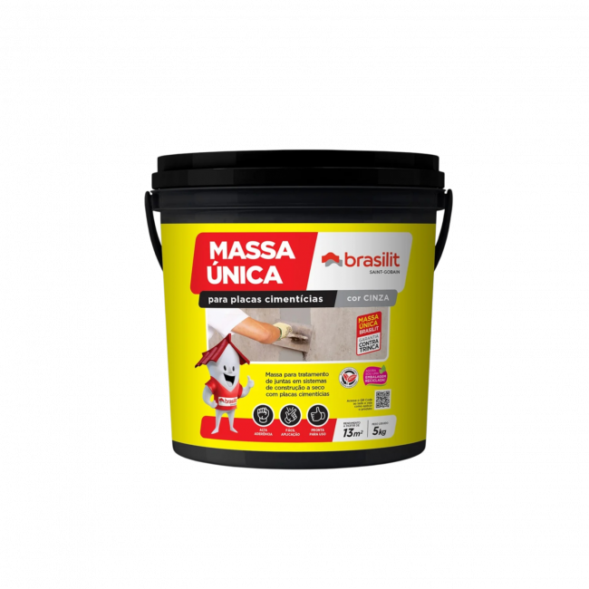 Massa Única Para Placa Cimenticia Balde 5kg Brasilit