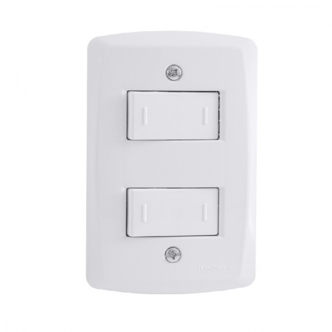 Kit 4x2 com 2 Interruptores Paralelos 10A 250V Tramontina Lux2 Branco