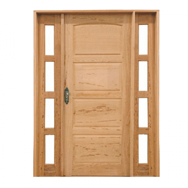Porta de Madeira Angelim Externa Com 2 Vitrô 140x210cm Kit Montada