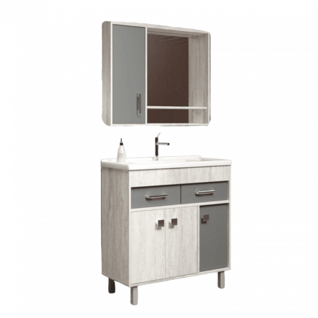 Conjunto de Banheiro Roma 80cm Calcare/Chumbo Bertazoli