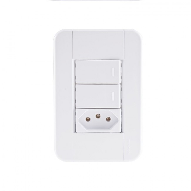 Interruptor com 2 Teclas Simples + 1 Tomada 2P+T 4x2 Tramontina Tablet