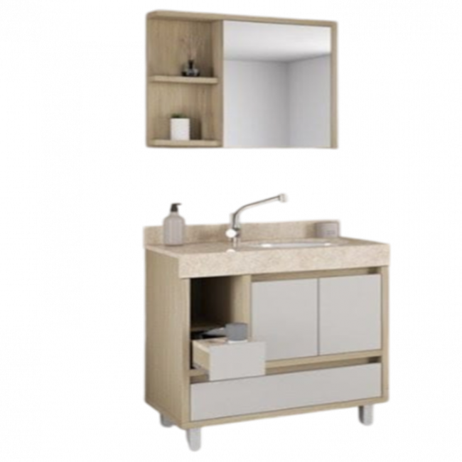 Conjunto de Banheiro Onix 80cm Pinho/Fendi Gaam