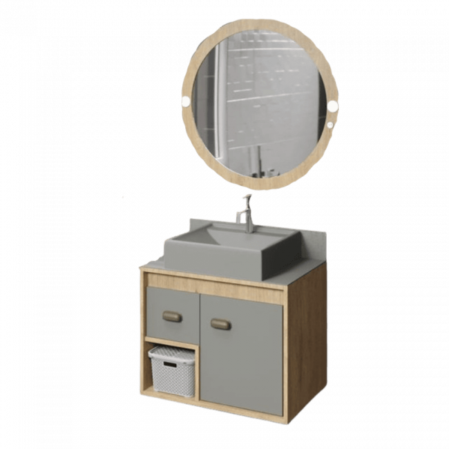 Conjunto de Banheiro Messina 70cm Mel/Chumbo Bertazoli