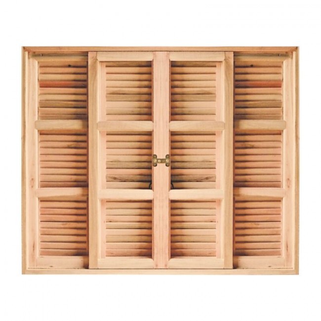 Janela de Madeira Eucalipto Veneziana Vidro Quadriculado 120x100cm Sertanense