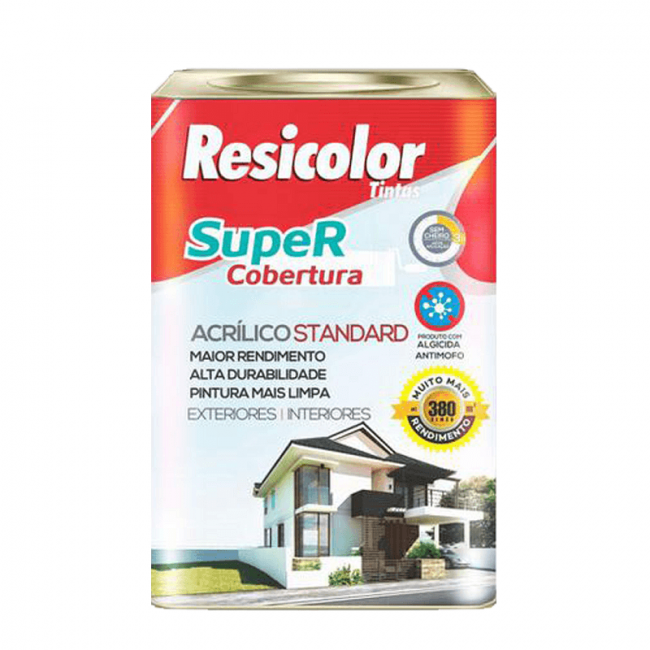 ﻿Tinta Acrílica Standard Branco SemiBrilho 18L Resicolor
