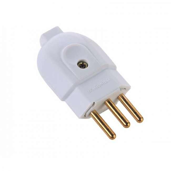 Plugue Macho 2P+T 10 A 250 V Tramontina Branco