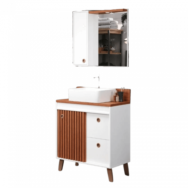 Conjunto de Banheiro Toscana 80cm Cinamomo/Blanche Bertazoli