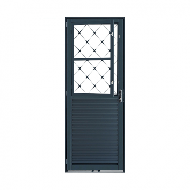 ﻿﻿﻿﻿Porta de Ferro Giro 1/2 Grade Xadrez 80x210cm