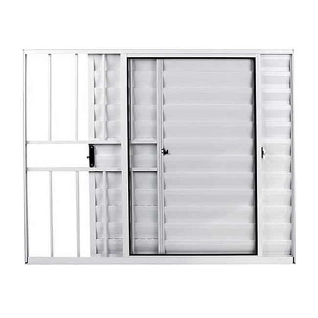 Janela de Alumínio Veneziana com Grade 3 folhas 120x100cm Branca