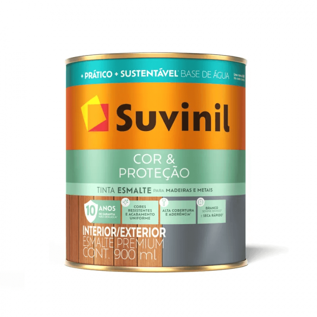 Esmalte Cor & Proteção Brilhante Base Água Branco 900ml - Suvinil