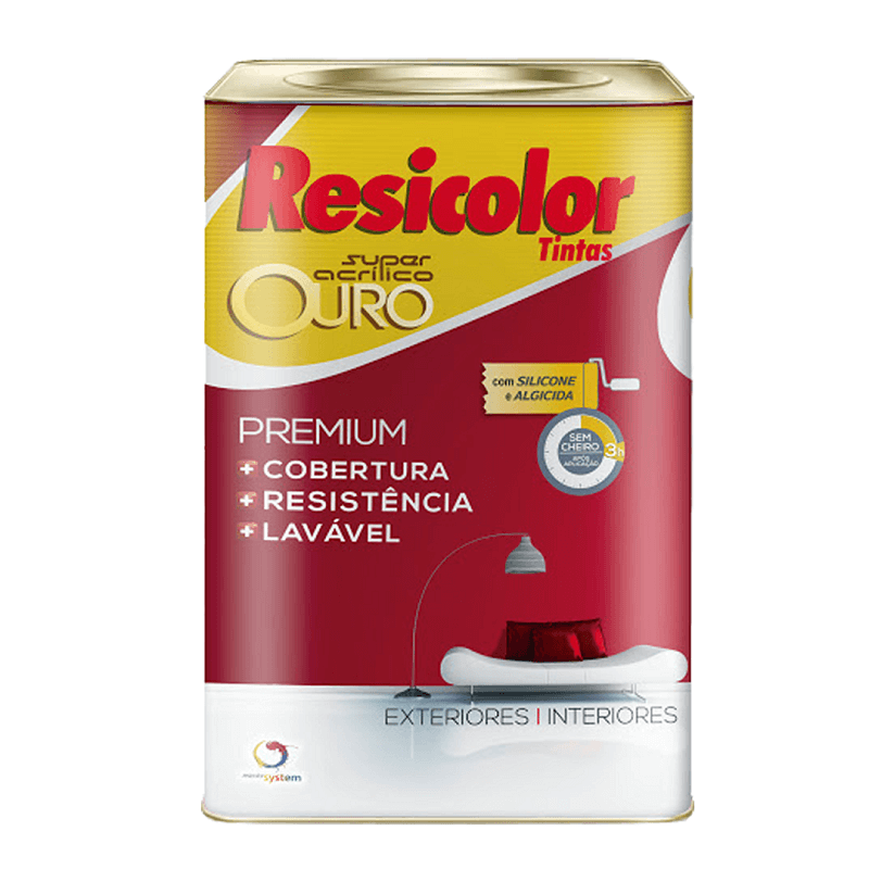 ﻿Tinta Acrílica Premium Branco Acetinado 18L Resicolor﻿