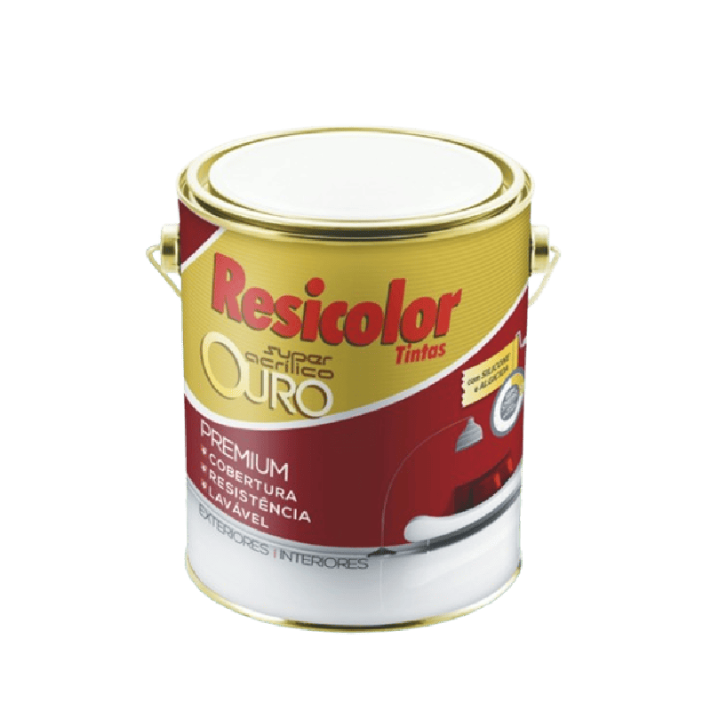 Tinta Acrílico Premium Ouro Acetinado Branco Resicolor 3,6L
