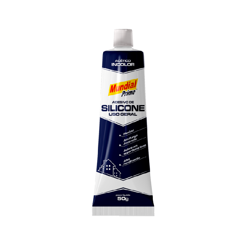 Adesivo de Silicone Acético Uso Geral 50g Incolor Mundial